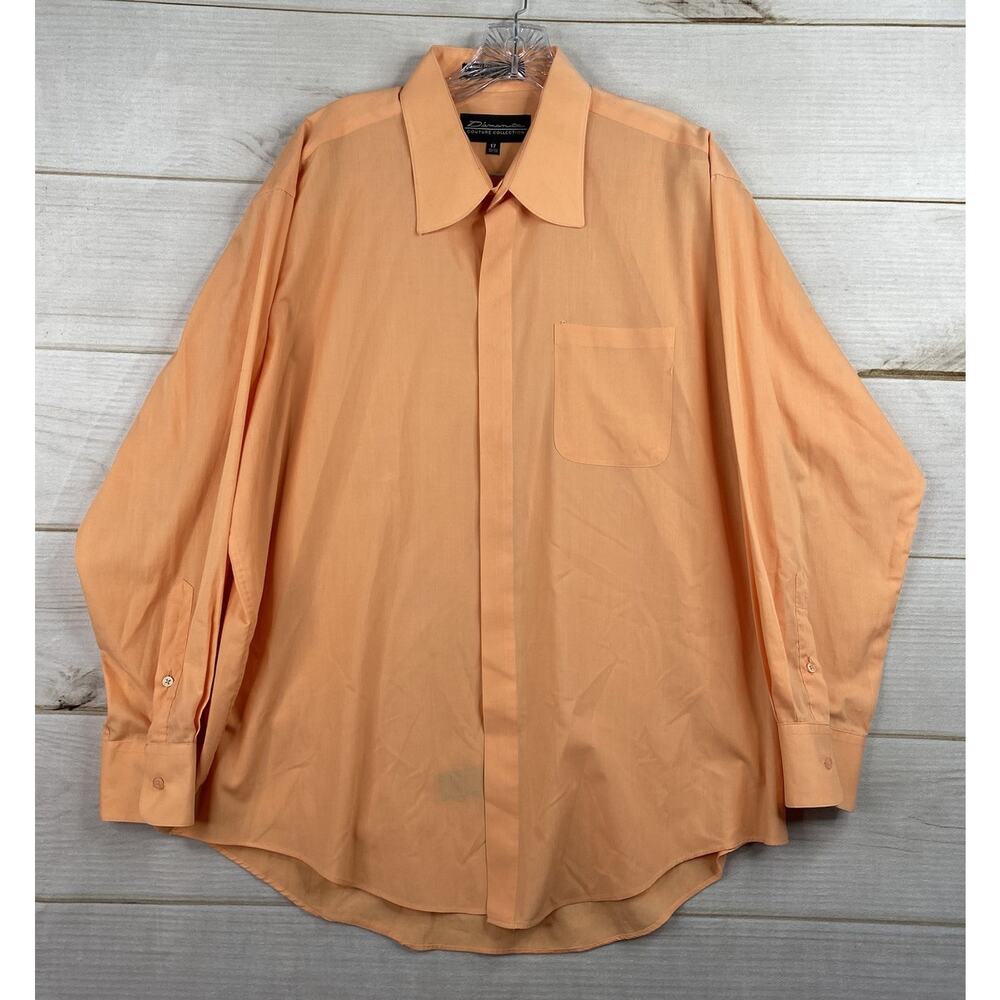 Men's Diamante Single Needle Tailoring Long Sleeve Button Up Shirt 2XL 17 32/33